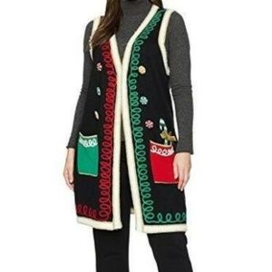 Blizzard Bay Women's Christmas V-Neck Sweater SZ S